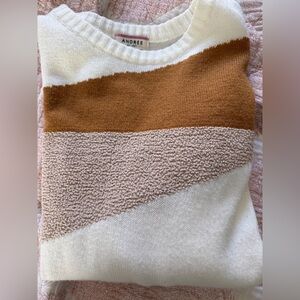 ANDRÉE BY UNIT Cream, Tan & Blush Colorblock Crewneck Sweater